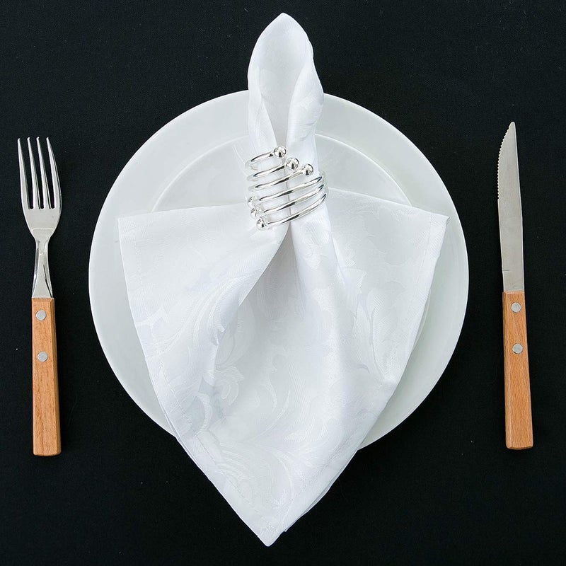 EHouseHome Damask Jacquard Cloth Napkins Waterproof Spillproof Polyester Fabric Napkins White, Set of 12, 17 x 17 Inch - Image 5